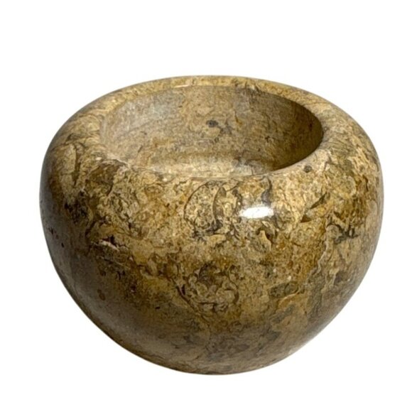 Polished Stone Marble Tealight Candle Holder Natural Beige Minimalist Unique - Picture 2 of 10